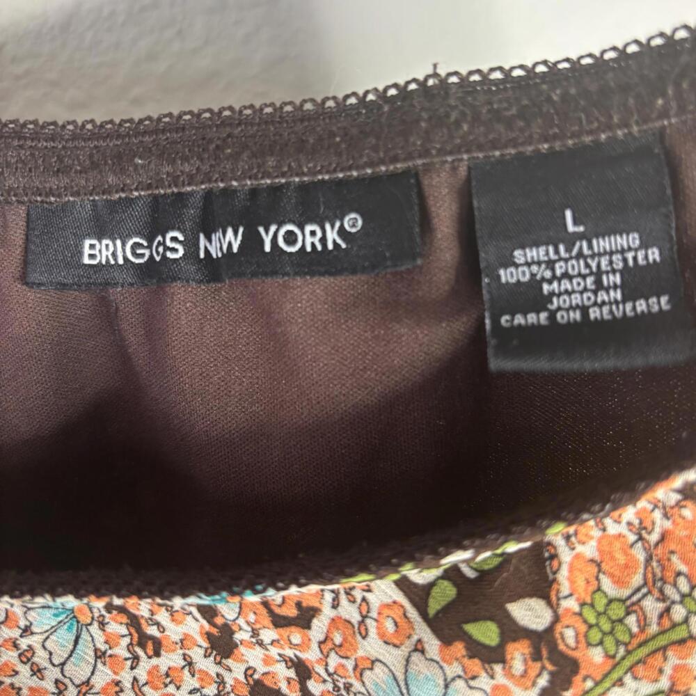 Y2K Briggs New York Women's Sz L Brown Chiffon Floral Skirt(1970) - Picture 6 of 6